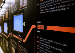 Linea del tempo nella parte della sala del MUSME dedicata all'università di Padova