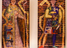 opera che rappresenta il vescovo di Padova Giordano e il podestà di Padova Rusca